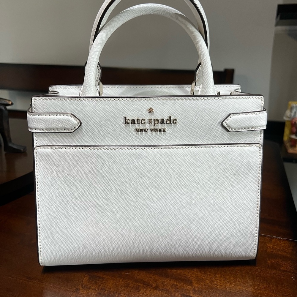 kate spade White Saffiano Leather Top-Handle Bag
